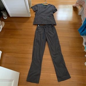 Med couture scrub set- charcoal/Aruba blue